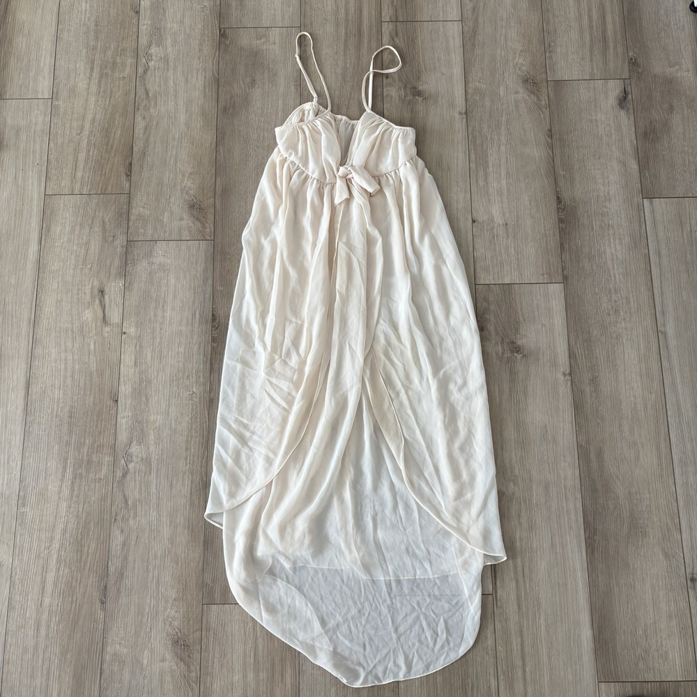Victoria's Secret Cream Vintage Tie Front Maxi Slip Dress Gold Label Size Small
